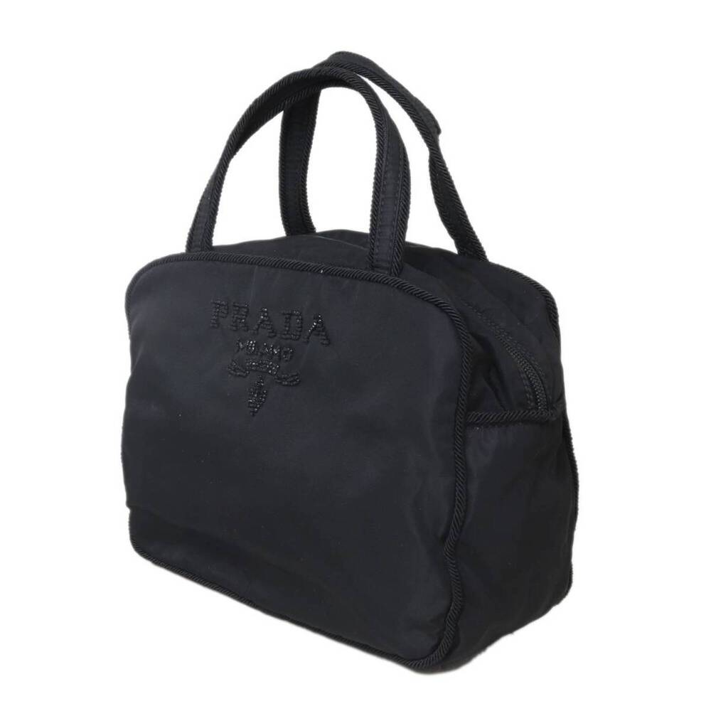 PRADA Prada Beaded Handbag Nylon Black